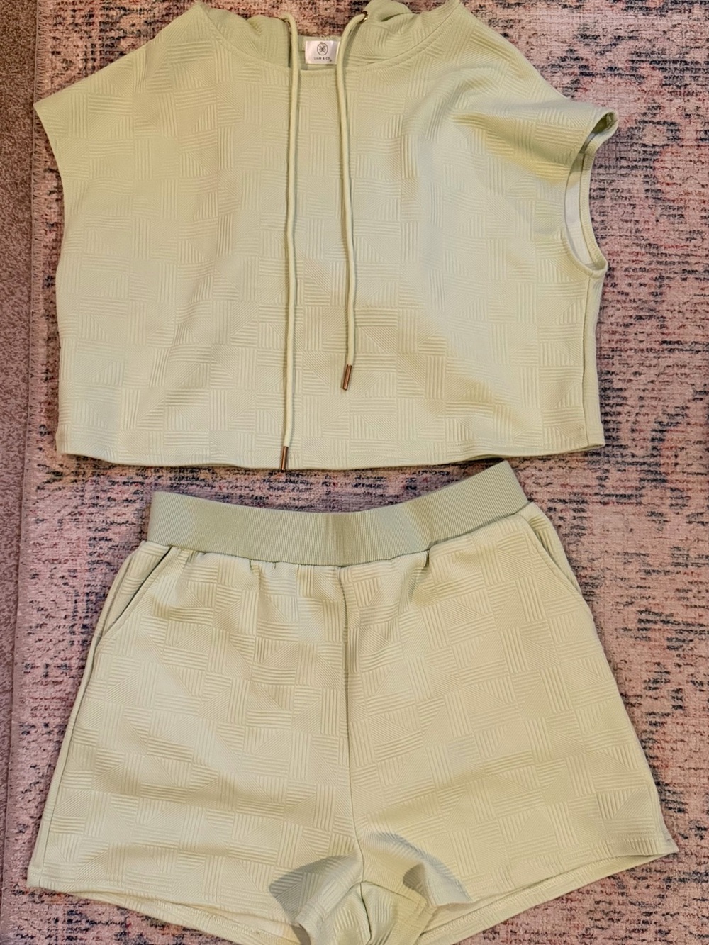 Sleeveless Hoodie & Pull-On Shorts Set in Light Sage